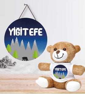 Kişiye Özel Bebek Kapı Süsü ve Peluş Ayıcık Seti – Baby Shower / Hastane Odası