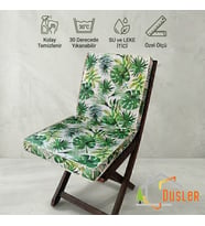 Düşler Ev Tekstili 40x80 Tropikal Palmiye Yeşil Yaprak Monstera Desenli Su ve Leke İtici Duck Kumaş Fermuarlı Bağcıklı Biyeli Sandalye Minderi 5 cm