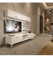 Decoraktiv Eko 5 Slm Dvd Silver Tv Ünitesi Tv Sehpası - Parlak Beyaz (Beyaz)