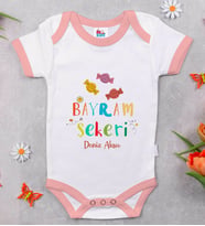 BK Kids Kişiye Özel Pembe Bebek Body Zıbın - Model 49