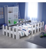 Montessori Karyola Beyaz-Antrasit 90x190 Yatak Uyumlu Oval Kesim Çocuk Yatağı Tlp-316