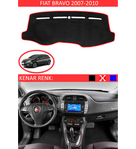 Fiat Bravo 2007-2010 Modelleri İçin Uygun Torpido Koruma Halısı Siyah Kenar Renk Kırmızı