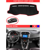 Fiat Bravo 2007-2010 Modelleri İçin Uygun Torpido Koruma Halısı Siyah Kenar Renk Kırmızı
