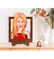 BK Gift Kişiye Özel Kadın Karikatürlü Ahşap Standlı 3D Biblo-33 (Beyaz)