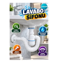 Esnek Hortumlu Lavabo Gider Sifonu Koku Önleyici Sızdırmaz Set