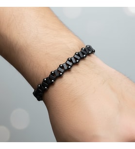 Valmont Accessories Hematit Taşlı Antrasit Erkek Bileklik Ayarlanabilir Boncuk Detaylı Minimal Modern Tasarım