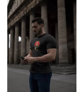 pilelistore- Unisex Bisiklet Yaka Baskılı Oversize T-Shirt - Siyah