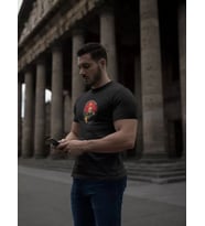 pilelistore- Unisex Bisiklet Yaka Baskılı Oversize T-Shirt - Siyah