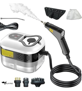 Valkyrie El Tipi Buharlı Temizleyici 2500W Basınçlı Yüksek Isı, Çoklu Başlık Aparatlı Derinlemesine Hijyenik Temizlik (Beyaz)