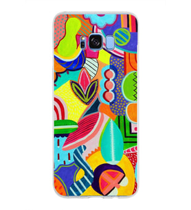 PrintiFy Samsung Galaxy S8 Plus ile Uyumlu 1mm Slim Fit Retro Colors 6 Baskılı Şeffaf  Kılıf