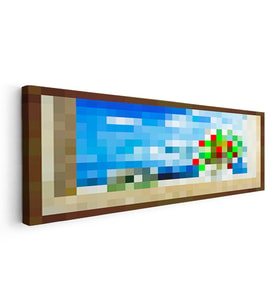 Yatay Panoramik Kanvas Tablo Seaside Piksel Minecraft Tablosu Ev Ofis Salon Duvar Dekoru