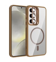 Samsung Galaxy S25 Uyumlu Kılıf Standlı ve Kamera Lens Hediyeli M-Safe Şarj Özellikli Zore Etro Kapak