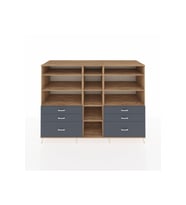 Kronos Dolap 10 Raflı 6 Çekmeceli  220x59x163 Çam-Çam/Antrasit