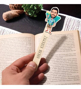 Kişiye Özel Tatilci Erkek Karikatürlü Çubuk Kitap Ayracı