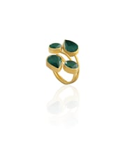 Kadir Jewellery 22 Ayar Altın Kaplama Zirkon Taşlı Kadın Vintage Yüzük (K.Yeşil)