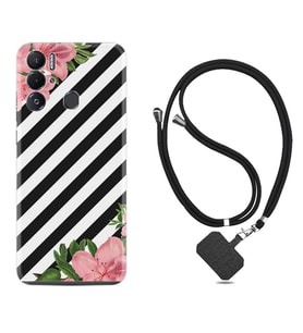 Tecno Pova Neo Kılıf Resimli Boyun Askılı İpli Desenli Silikon Strip Flowers 2 1409