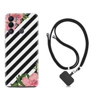 Tecno Pova Neo Kılıf Resimli Boyun Askılı İpli Desenli Silikon Strip Flowers 2 1409