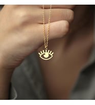 Kişiye Özel Minimal Göz Figürlü Kolye 925K Gümüş (Gold)