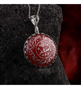 Ceyt Taşı Tövbe İstiğfar Duası 925 Ayar Gümüş Kolye