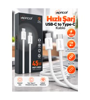 APC-PD460 Type-C to Type-C 45W Hızlı Şarj ve Data Kablosu 1 Metre Beyaz