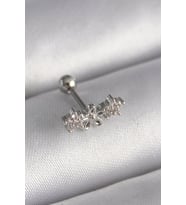 316L Çelik Gümüş Renk Zirkon Taşlı Çiçek Tragus Piercing - TJ-PR1247