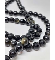 Golden & Siyah Obsidyen Taşı Dizi 10mm