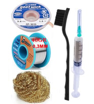 Mechanic Lehim Tel 40G 0,3mm Flux Lehim Toplama CP-3015 Emme Teli 3,0mm Havya Ucu Temizleme Teli Set03