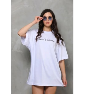 Baskılı T-Shirt Kısa Kol Bisiklet Yaka Regular Rahat Kalıp Günlük Tişört - Beyaz