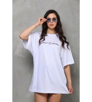 Baskılı T-Shirt Kısa Kol Bisiklet Yaka Regular Rahat Kalıp Günlük Tişört - Beyaz