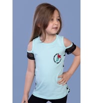 Toontoy Kız Çocuk Göğsü Nakışlı Tişört (Mint Yeşili)