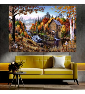 Sonbahar ve Doğa Temalı Sanatsal Dekoratif Duvar Tablosu (70x100 cm)