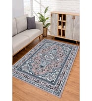 Dijital Kaymaz Taban Yıkanabilir Renkli Salon Halısı Mutfak Halısı Yolluk ND-SD-523 (Mavi)