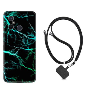 Xiaomi Redmi 12C Kılıf Silikon Boyun Askılı İpli Desenli Silikon Green Thunder 1693