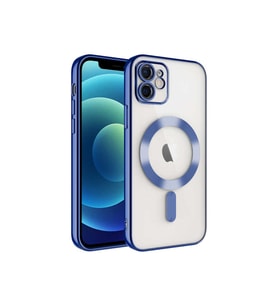 Apple iPhone 12 Uyumlu Kılıf Kamera Korumalı M-safe Wireless Şarj Özellikli Zore Demre Kapak (Açık Mavi)