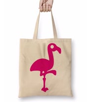 Pembe Yavru Flamingo 2 Bez Çanta Uzun Saplı