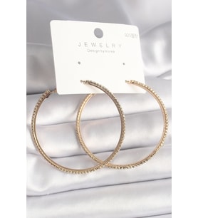 Pirinç Gold Renk Zirkon Taşlı Halka Model Kadın Küpe (Karışık)