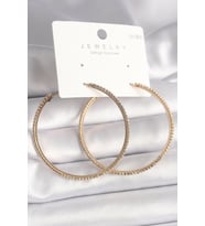 Pirinç Gold Renk Zirkon Taşlı Halka Model Kadın Küpe (Karışık)
