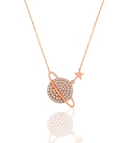 Söğütlü Silver Gümüş rose zirkon  taşlı gezegen kolye