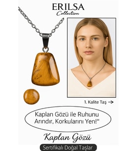 Sertifikalı AAA+ Kaplan Gözü Taşı Kolye – Beşgen Model, Gümüş Aparatlı (Çok Renkli)