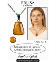 Sertifikalı AAA+ Kaplan Gözü Taşı Kolye – Beşgen Model, Gümüş Aparatlı (Çok Renkli)