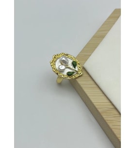Çelik Gold Beyaz Gül Ayarlanabilir Yüzük - 25yzk219