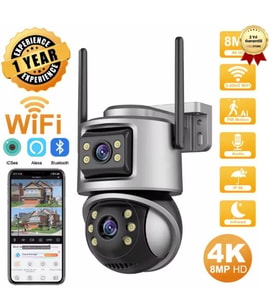 6MP Çift Lensli Mini PTZ WiFi Güvenlik Kamerası – Gece Görüşlü Hareket Takipli Akıllı Kamera
