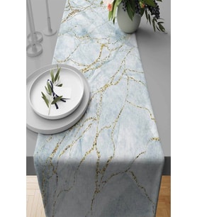 Buz Mavisi Mermer Desenli Premium Masa Örtüsü Runner RNR264