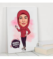 Kapalı Kadına Hediye Karikatürlü Kanvas Tablo
