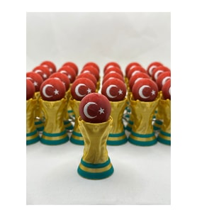 3D Baskı Dünya Kupası Anahtarlık - Türk Bayraklı Kupa Tasarımlı Taraftar Anahtarlığı