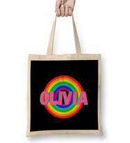 Olivia -Name personalized Custom - vintage Retro Rainbow Style Design Gift Baby-Gift For Her Bez Çanta Uzun Saplı