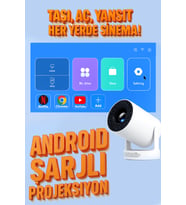Taşınabilir 4K Destekli Android Sinema Projektörü, 130” Ev Eğlencesi