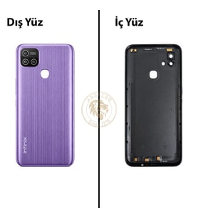 Infinix Hot 10İ Mor Uyumlu Lensli Arka Kapak Arka Cam Batarya Pil Kapağı Lazer Kesim Back Cover