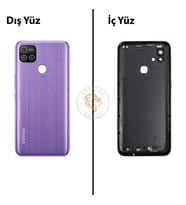 Infinix Hot 10İ Mor Uyumlu Lensli Arka Kapak Arka Cam Batarya Pil Kapağı Lazer Kesim Back Cover