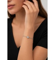 925 Ayar Gümüş Geometrik Motifli Çift Zincir Zarif Kadın Bileklik